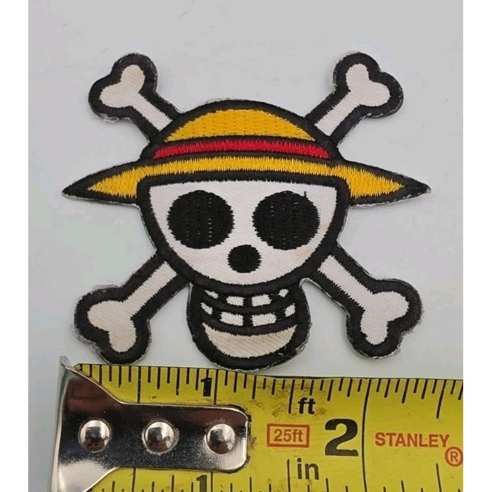 One Piece Straw Hat Pirates Jolly Roger Embroidered Iron On Patch 2.5"×2.5"